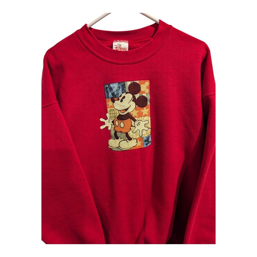 VINTAGE Disney Sweatshirt Men XL Red Mickey Mouse Graphic Pullover 90s Adult